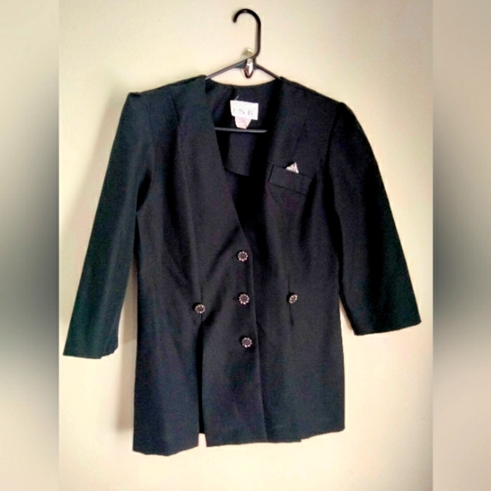 I.S.B 2 Pc Skirt Set Women 10 Black Career Funeral Anniversary Closet Staple 90s
